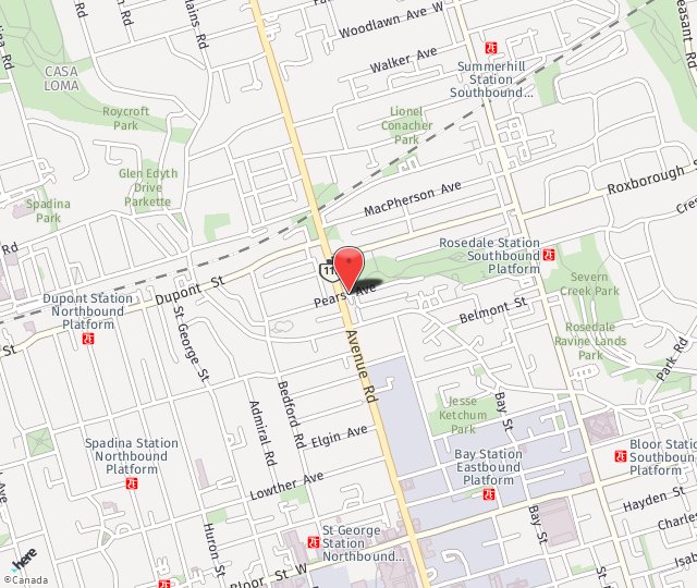 Location Map: 199 Avenue Rd Toronto, ON M5R2J3