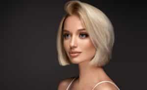 Woman with balanced profile after chin augmentation in Toronto, ON